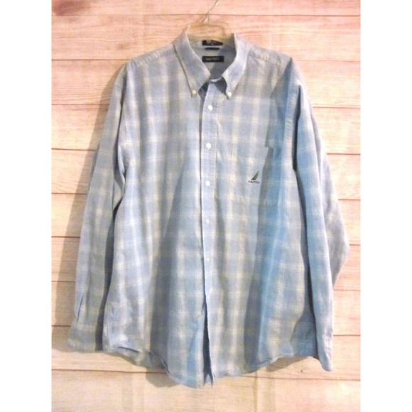 Nautica Shirt Mens XLarge Long Sleeve Button Front Pockets Long Sleeve Blue - Picture 1 of 4
